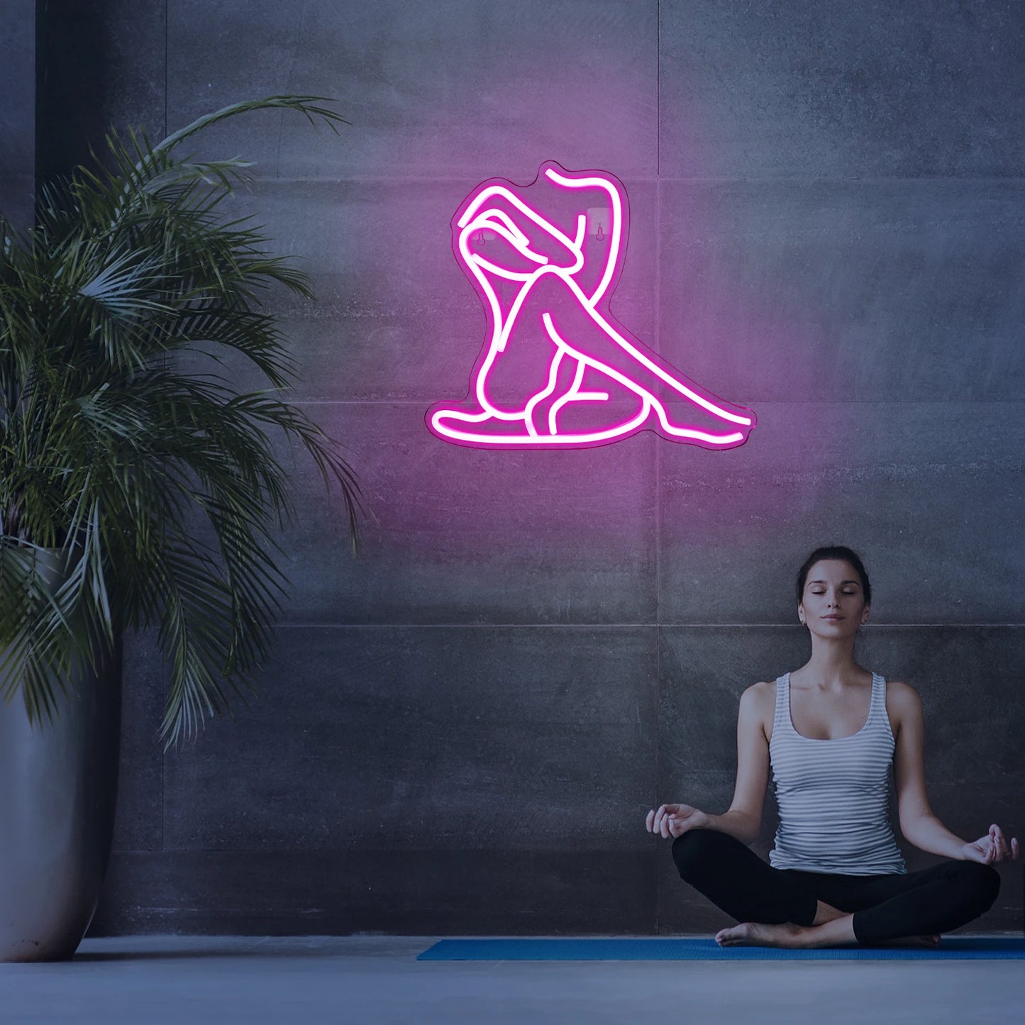 Yoga Lady Sexy Woman Body Neon Signs Pink LED Light Home Boy Girl Bedroom Party Bar Night Club Room Neon Sign Bed Wall Decor