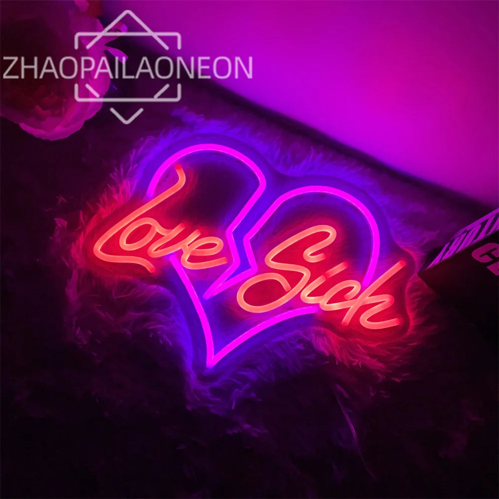 Love Sick Neon Led Sign Neon Wall Bedroom Decoration Neon Light Room LED Lamps for Room Decor Neon Night Lights Party Bar Club