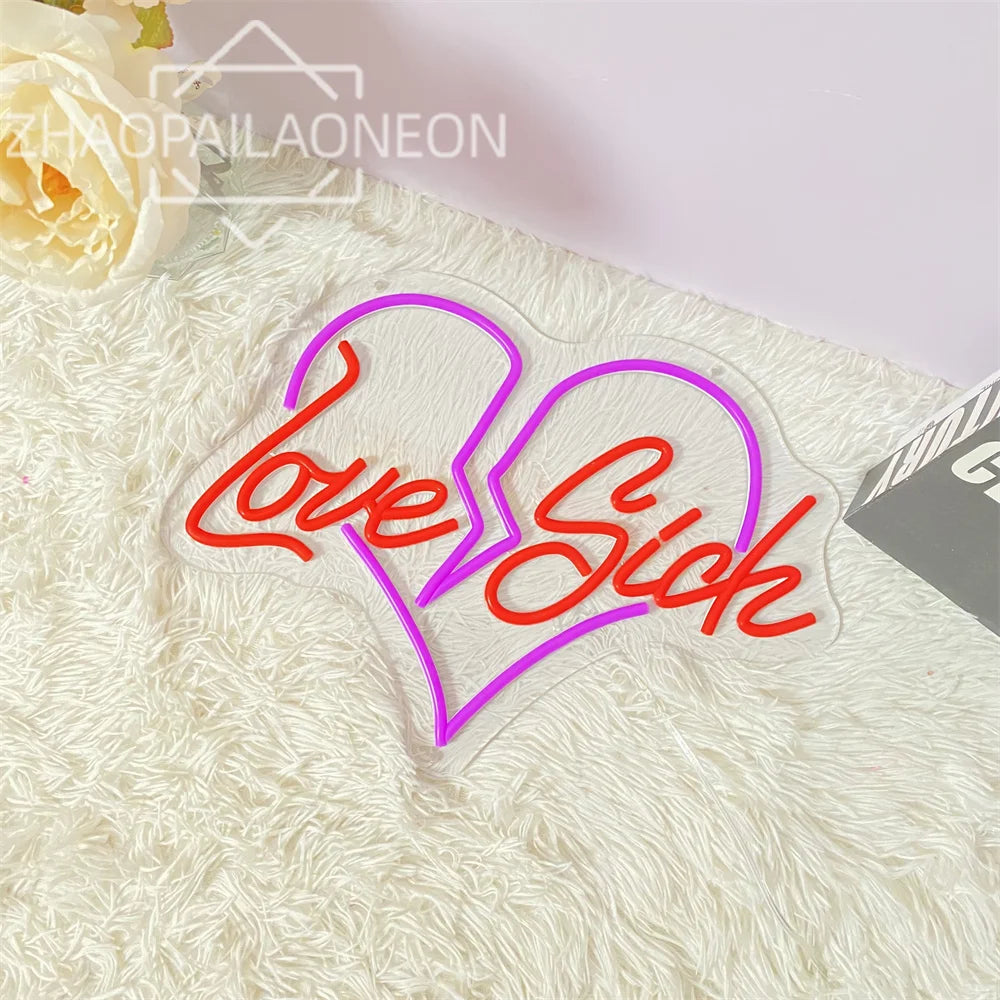 Love Sick Neon Led Sign Neon Wall Bedroom Decoration Neon Light Room LED Lamps for Room Decor Neon Night Lights Party Bar Club