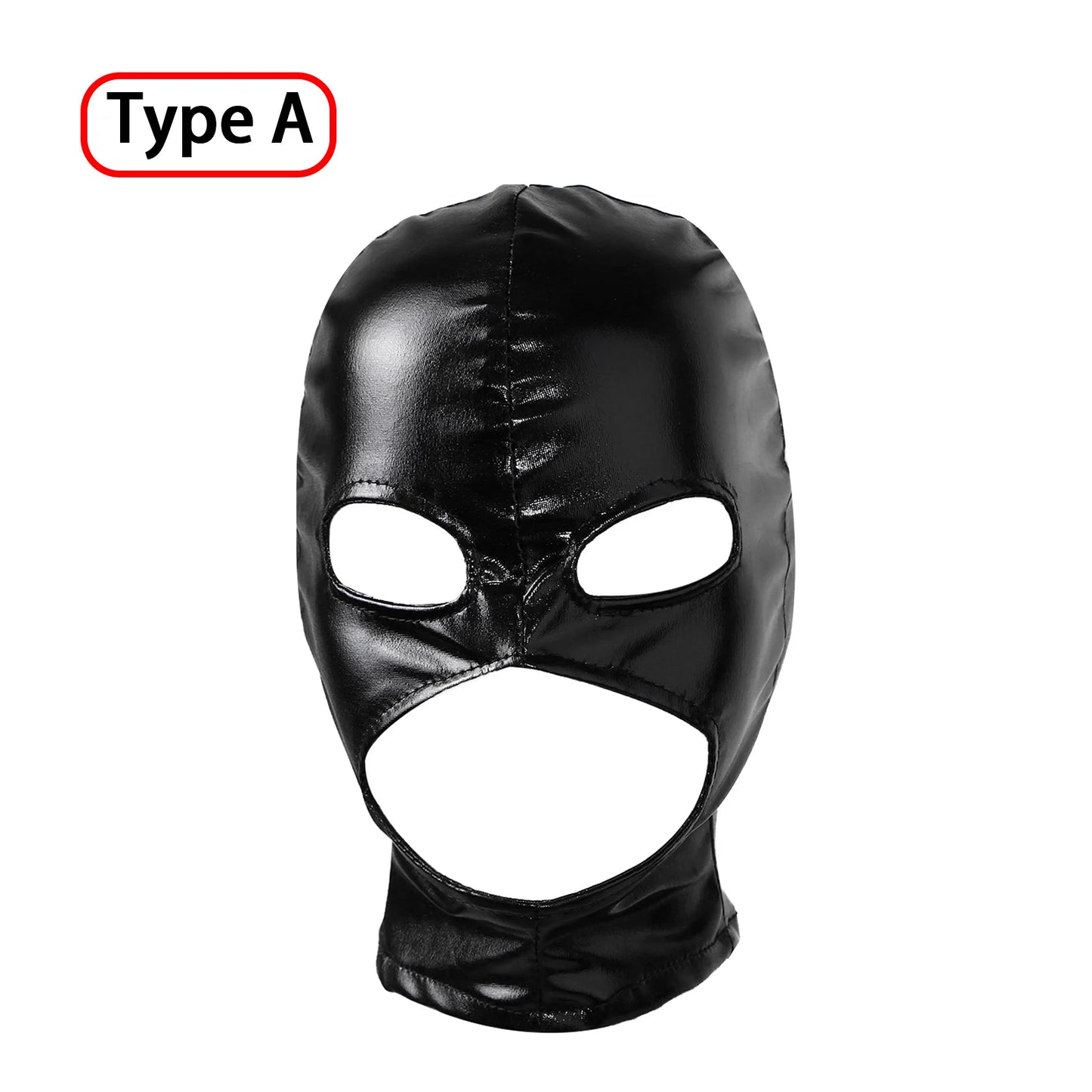 Women Mens Cosplay Face Mask Sexy PU Leather Latex Head Mask Open Eyes Mouth Nose Bondage Balaclava Headgear