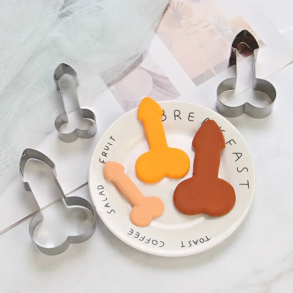 3Pcs/Set 3D Stainless Steel Penis Shape Cookies Cake Fondant Moulds