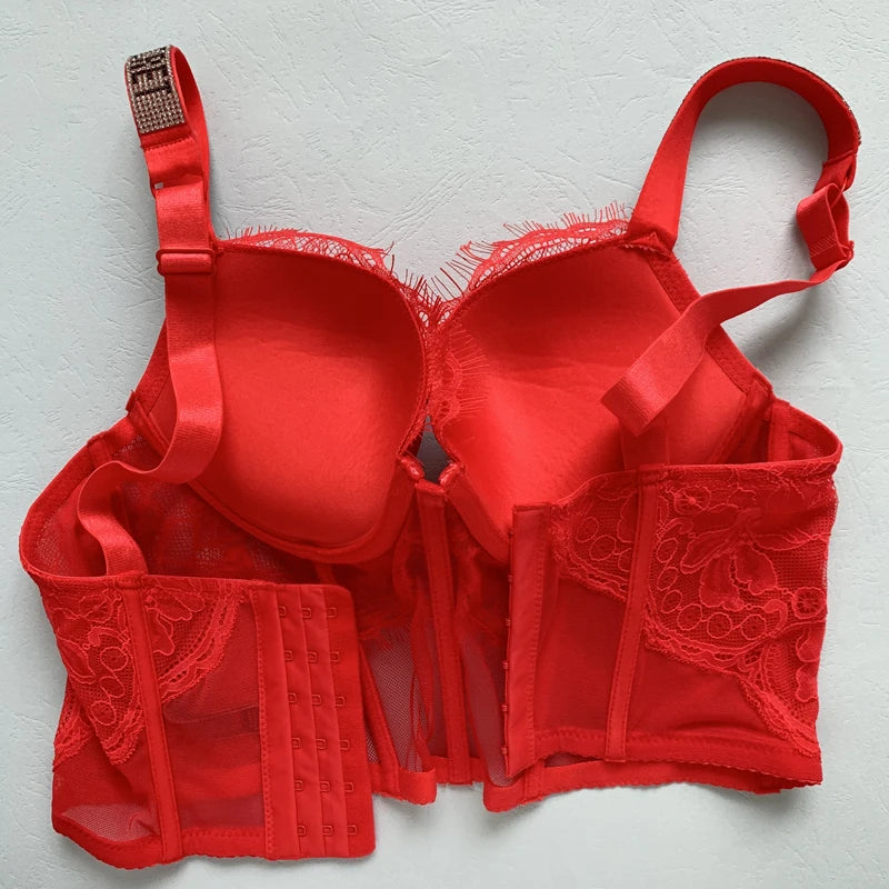 0014 1pc Women's Lace Seamless Bra Sexy Lingerie Comfort Push Up Bra Black Lingerie Lace Bandeau Bra