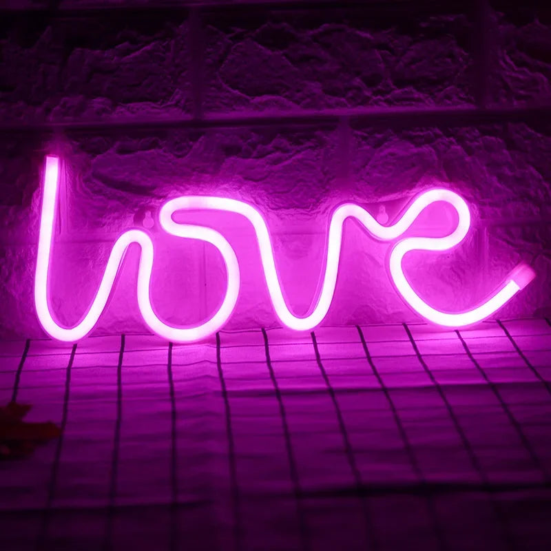 Love Neon Light Sign LED Letter Night Lamp Battery USB Powered Nightlight for Christmas Valentine's Proposal Wedding Decor