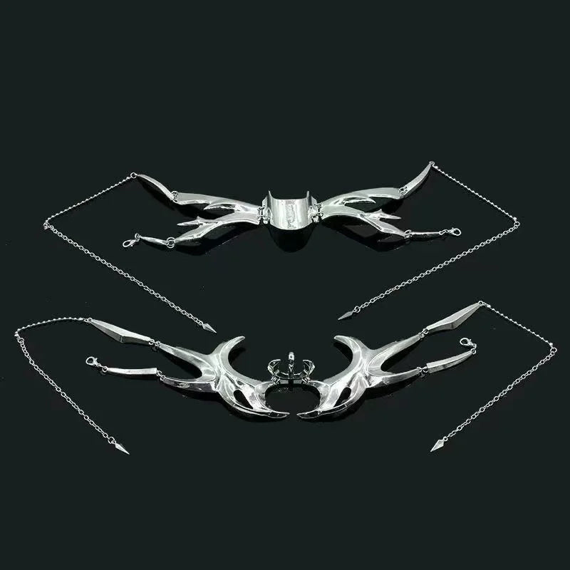 Metal Mask Fluid Mechanical Style Earring Lip Ring Adjustable Face Decoration for Men and Women Halloween Face Ornament