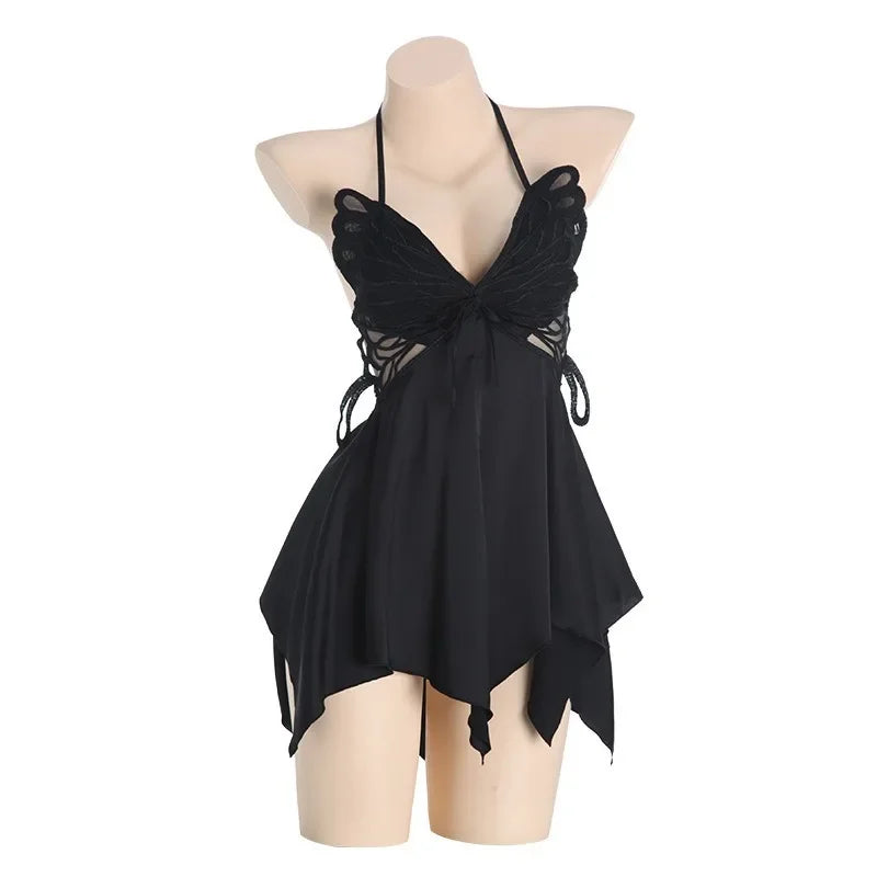 0025 New Women Bow Lace Nighty Robe Sexy Lingerie Thin Silk Satin Nightgowns Pajama Dress Female Backless Sexy Sleepwear