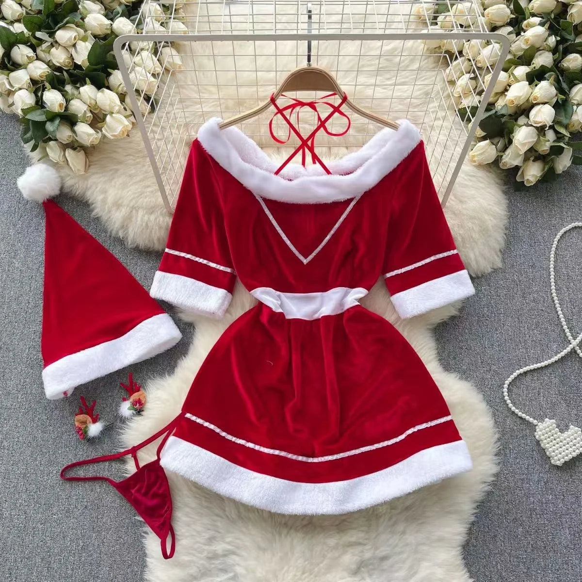 Sexy Lingerie Cosplay Rabbit girl Jumpsuit Belt Women New In Clothies Backless Hollow Out Lace-up Bodysuit Sweet