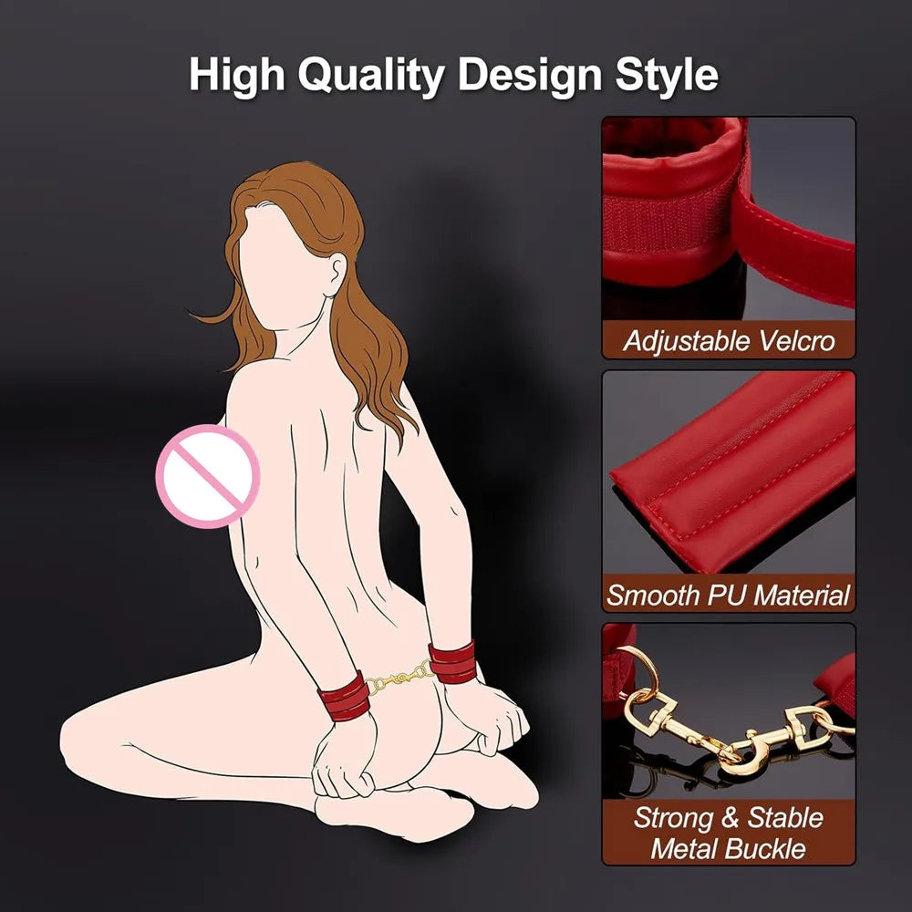 BDSM Bondage Restraints (Soft Leather Handcuffs)