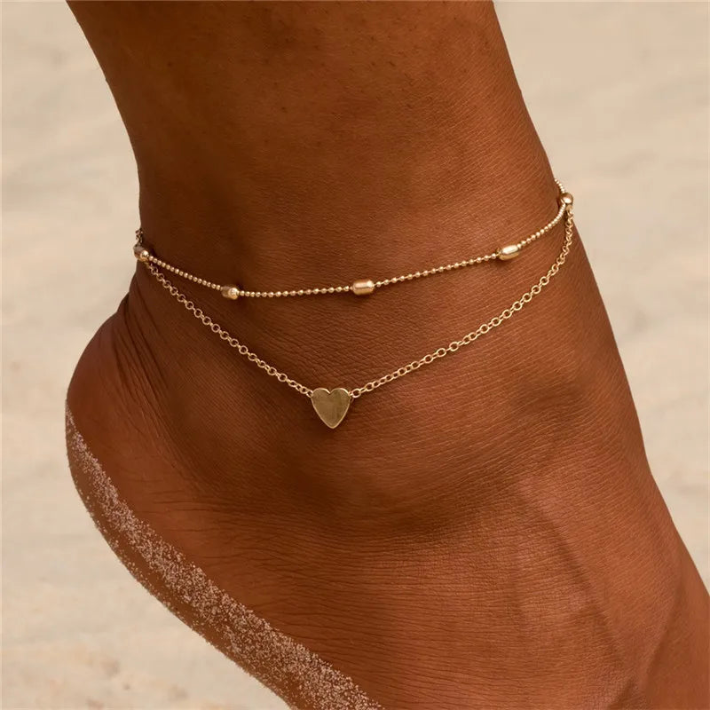 Gold Silver Color Tassel Chain Bracelet Anklet