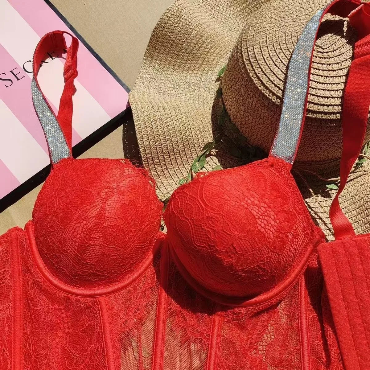 0014 1pc Women's Lace Seamless Bra Sexy Lingerie Comfort Push Up Bra Black Lingerie Lace Bandeau Bra