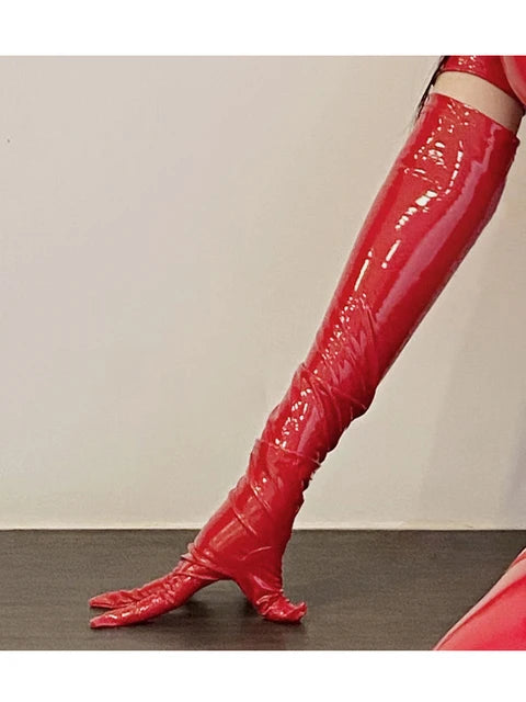 0011 Sexy Women Latex PU Faux Leather Micro Mini Dress Shiny Hollow Out Club Dance Dress Elastic Bodycon Pack Hip Leoatrd Dress