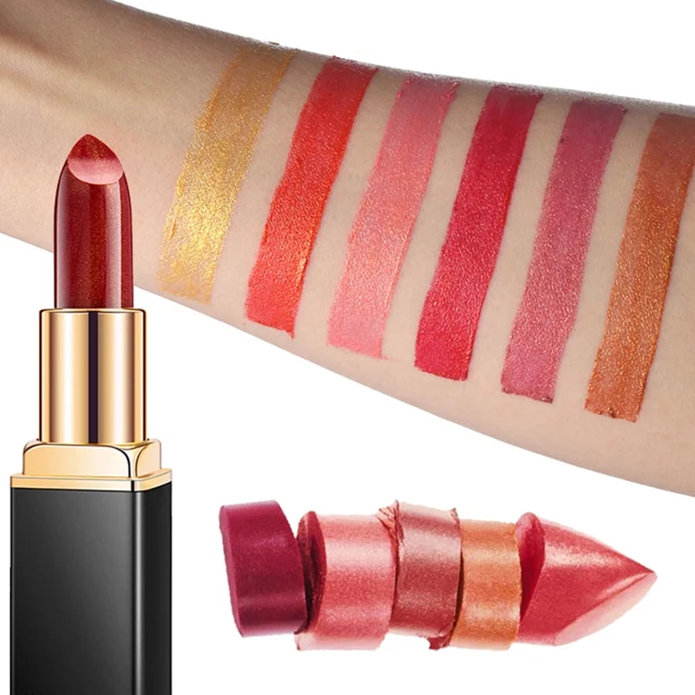 Gold shiny lipstick, pearl moisturizing lipstick 9 colors available