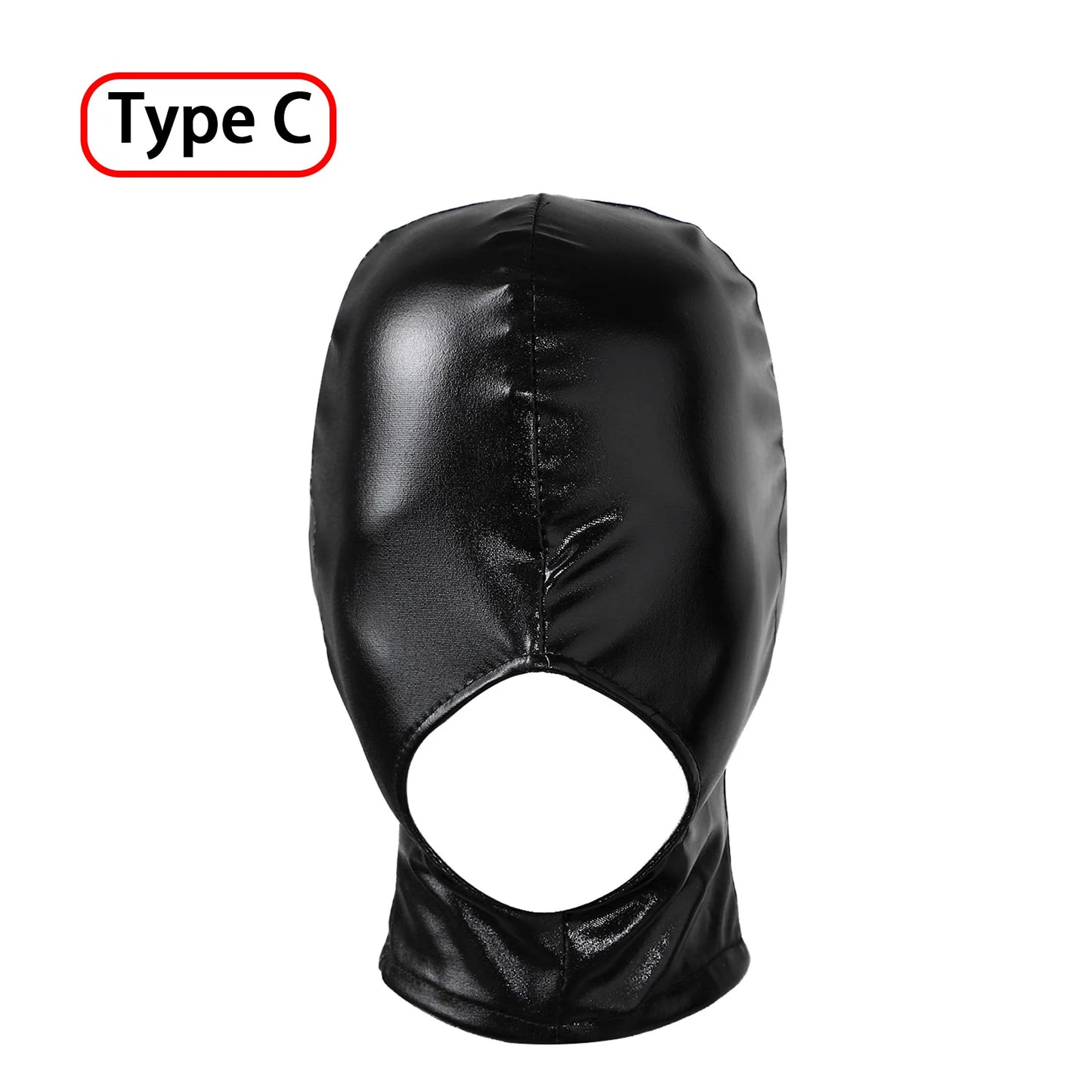 Women Mens Cosplay Face Mask Sexy PU Leather Latex Head Mask Open Eyes Mouth Nose Bondage Balaclava Headgear