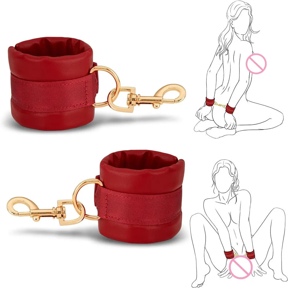 BDSM Bondage Restraints (Soft Leather Handcuffs)