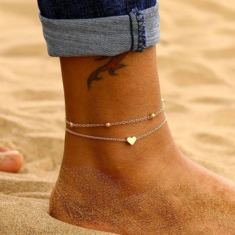 Gold Silver Color Tassel Chain Bracelet Anklet