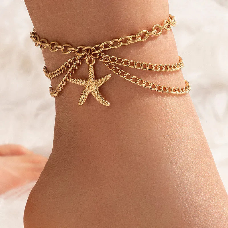 Gold Silver Color Tassel Chain Bracelet Anklet