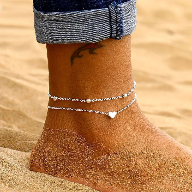 Gold Silver Color Tassel Chain Bracelet Anklet