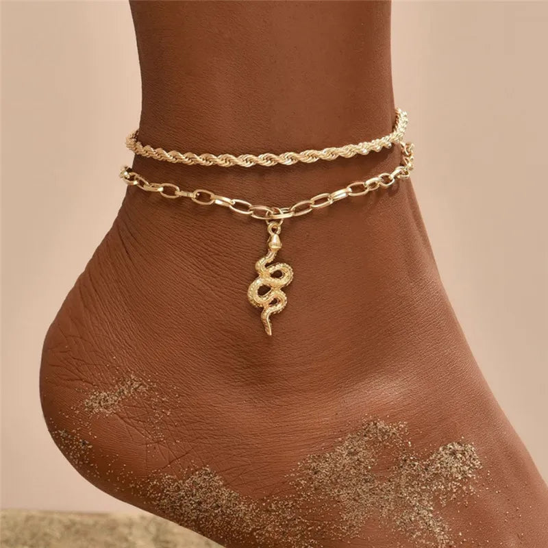 Gold Silver Color Tassel Chain Bracelet Anklet