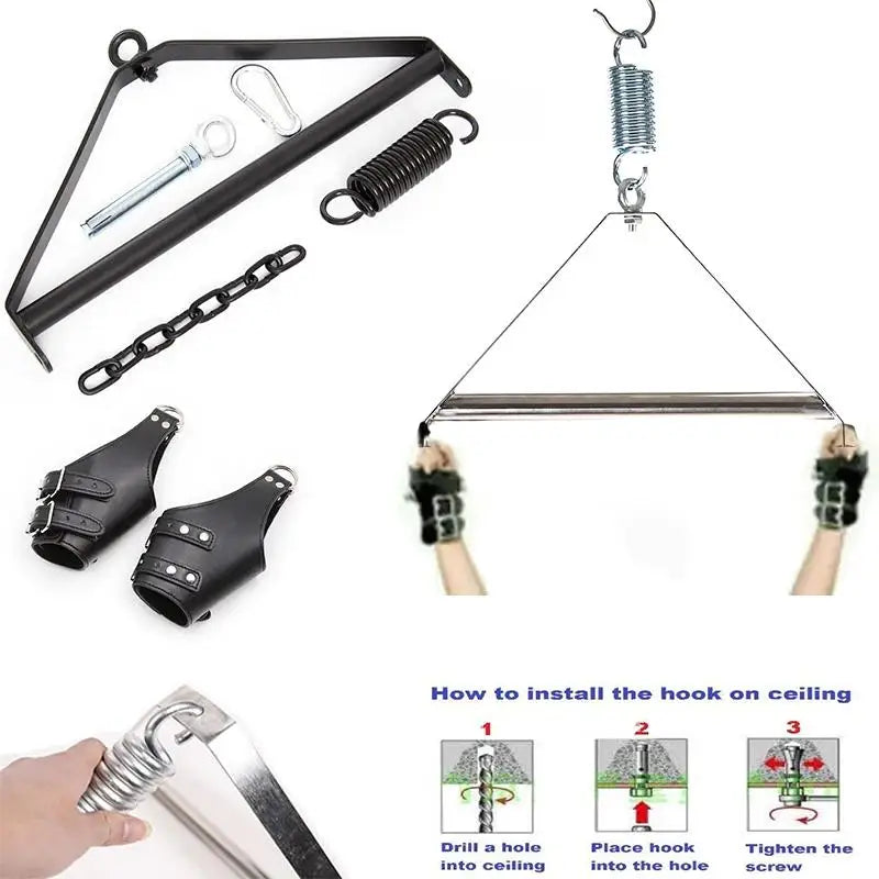 Metal Tripod Sex Swing (Steel Hanging Wrist Handcuffs for BDSM Bondage)