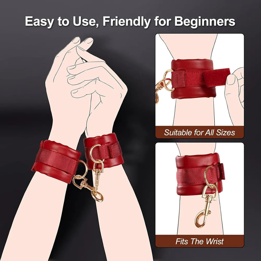 BDSM Bondage Restraints (Soft Leather Handcuffs)
