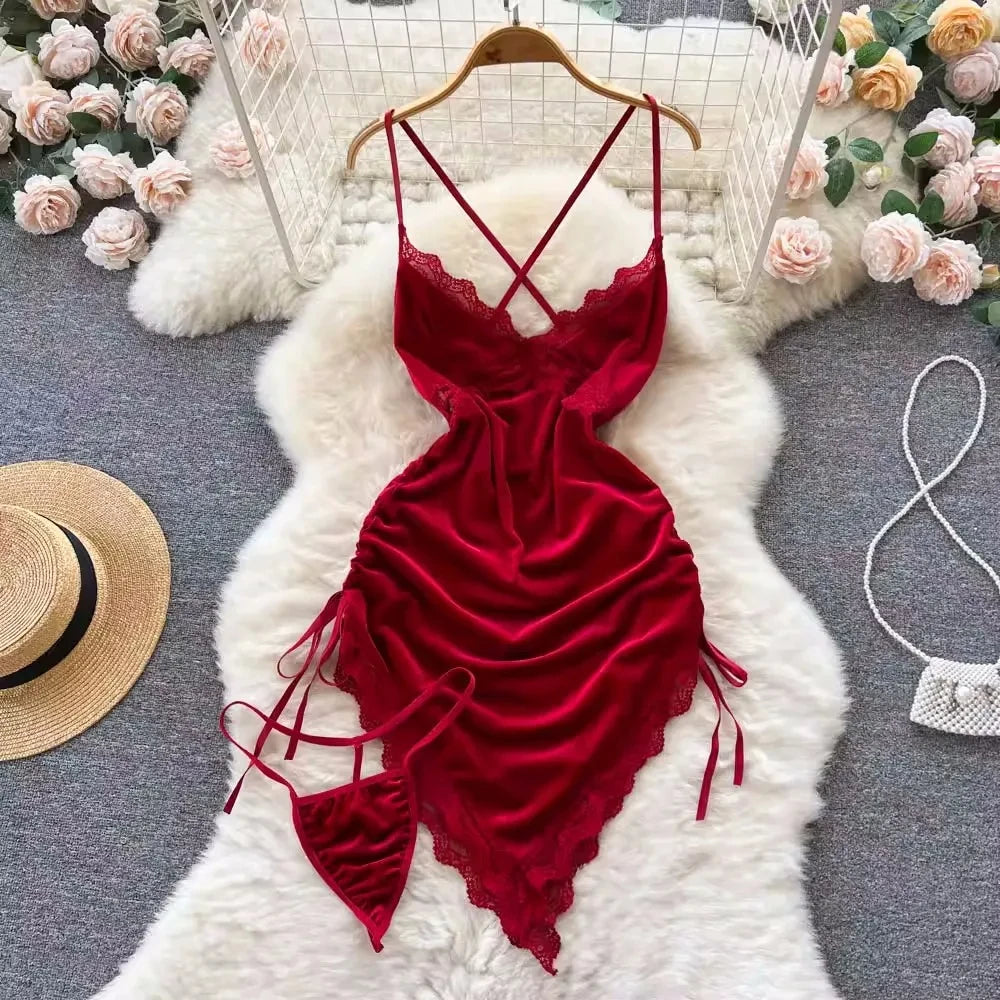 Sexy Lingerie Cosplay Rabbit girl Jumpsuit Belt Women New In Clothies Backless Hollow Out Lace-up Bodysuit Sweet
