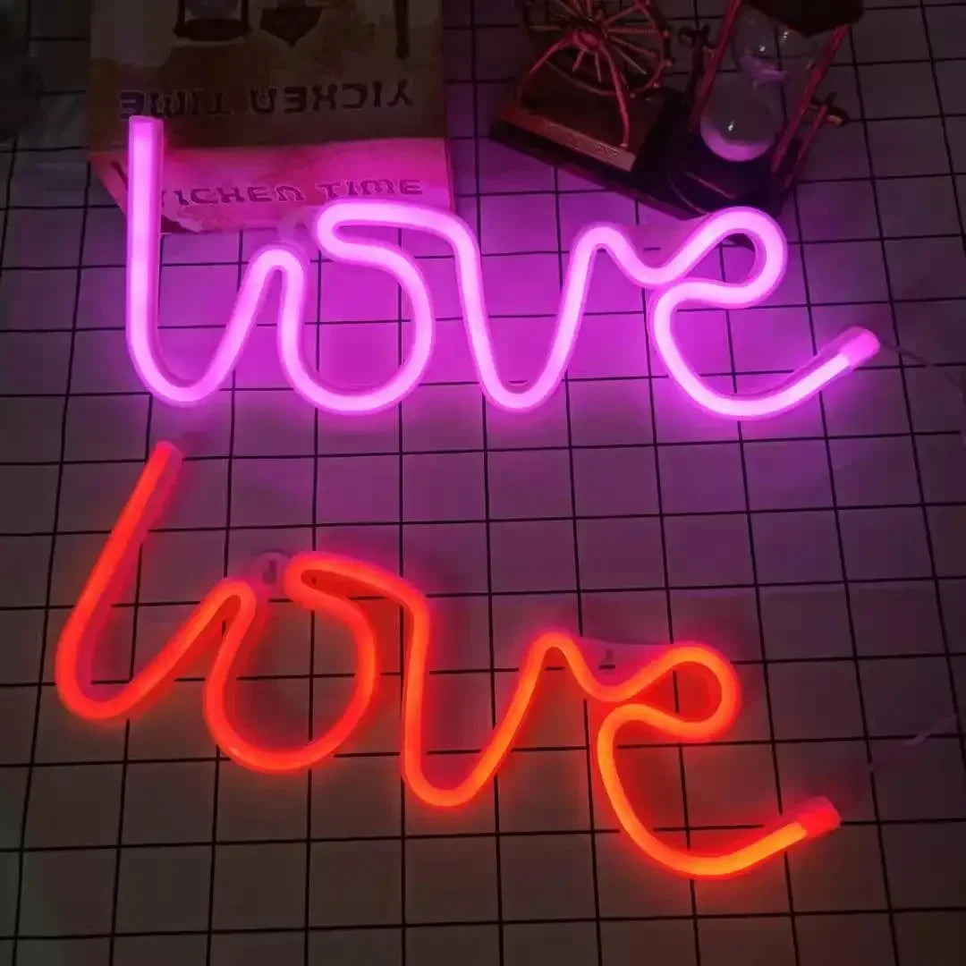 Love Neon Light Sign LED Letter Night Lamp Battery USB Powered Nightlight for Christmas Valentine's Proposal Wedding Decor