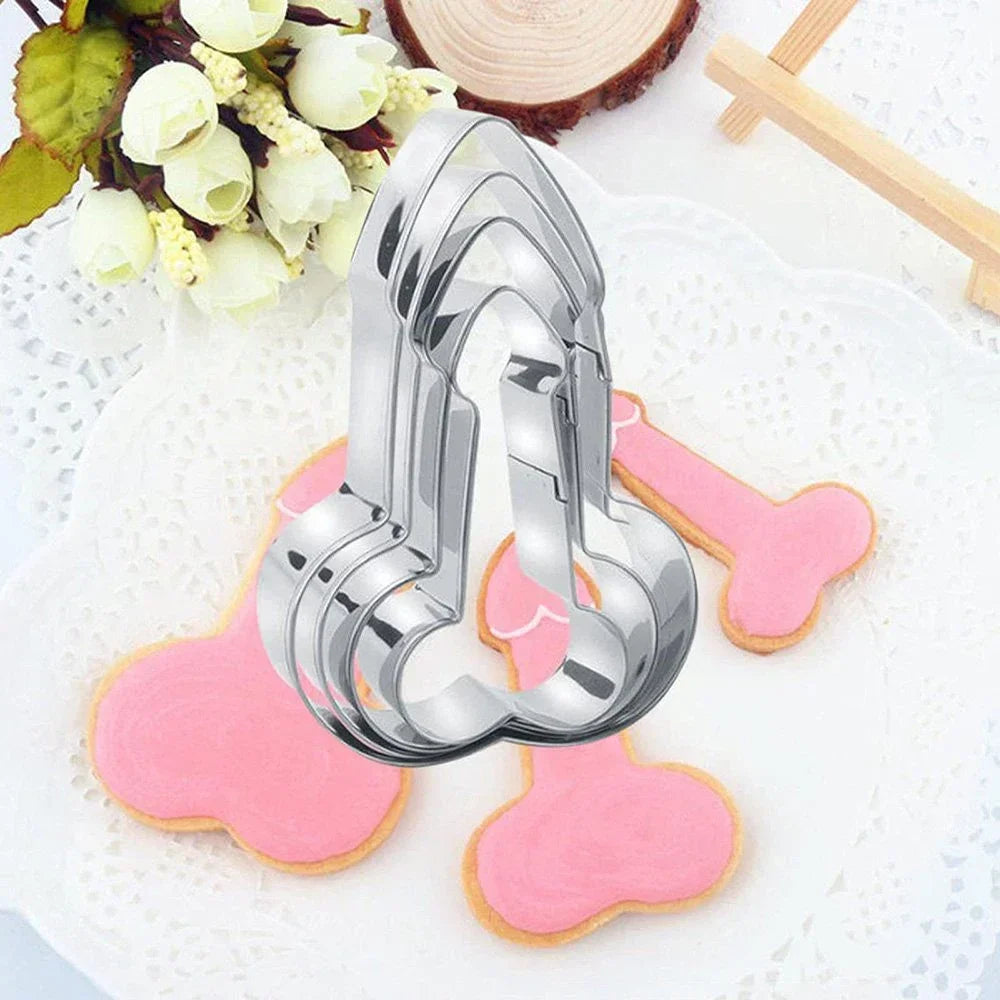 3Pcs/Set 3D Stainless Steel Penis Shape Cookies Cake Fondant Moulds