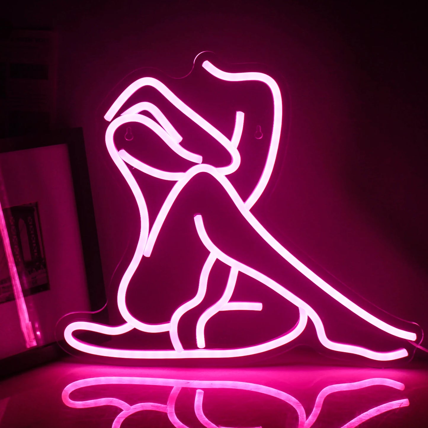 Yoga Lady Sexy Woman Body Neon Signs Pink LED Light Home Boy Girl Bedroom Party Bar Night Club Room Neon Sign Bed Wall Decor