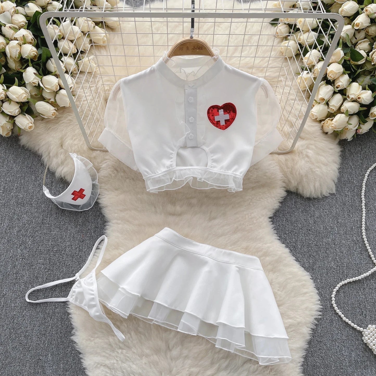 Sexy Lingerie Cosplay Rabbit girl Jumpsuit Belt Women New In Clothies Backless Hollow Out Lace-up Bodysuit Sweet