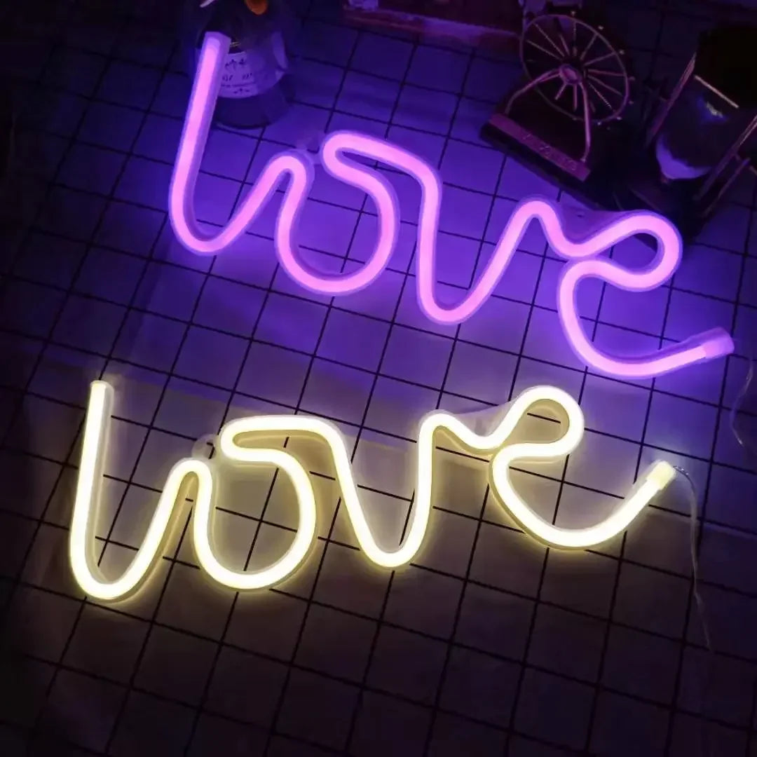 Love Neon Light Sign LED Letter Night Lamp Battery USB Powered Nightlight for Christmas Valentine's Proposal Wedding Decor