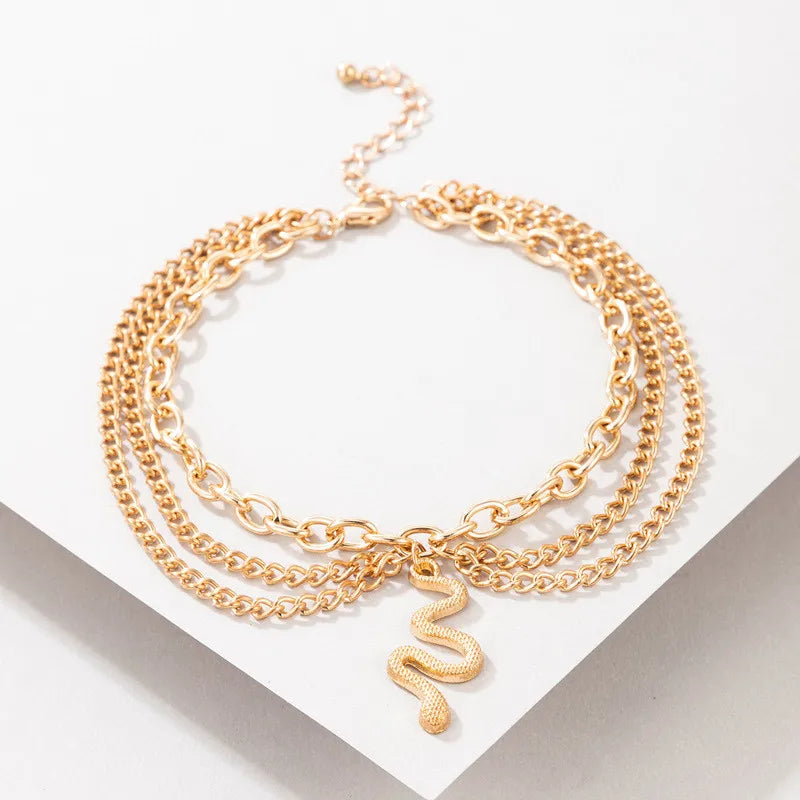 Gold Silver Color Tassel Chain Bracelet Anklet