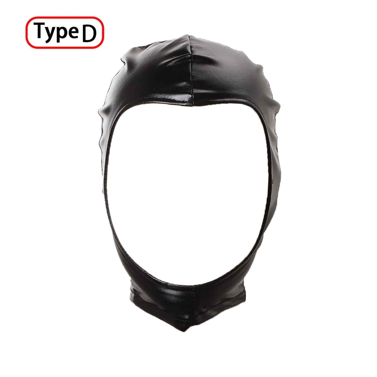 Women Mens Cosplay Face Mask Sexy PU Leather Latex Head Mask Open Eyes Mouth Nose Bondage Balaclava Headgear