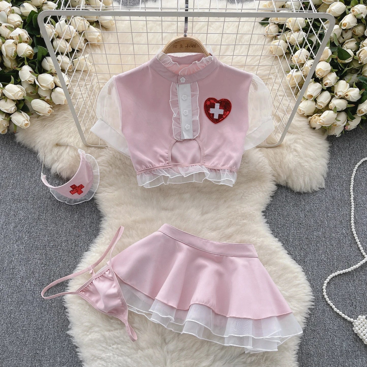 Sexy Lingerie Cosplay Rabbit girl Jumpsuit Belt Women New In Clothies Backless Hollow Out Lace-up Bodysuit Sweet