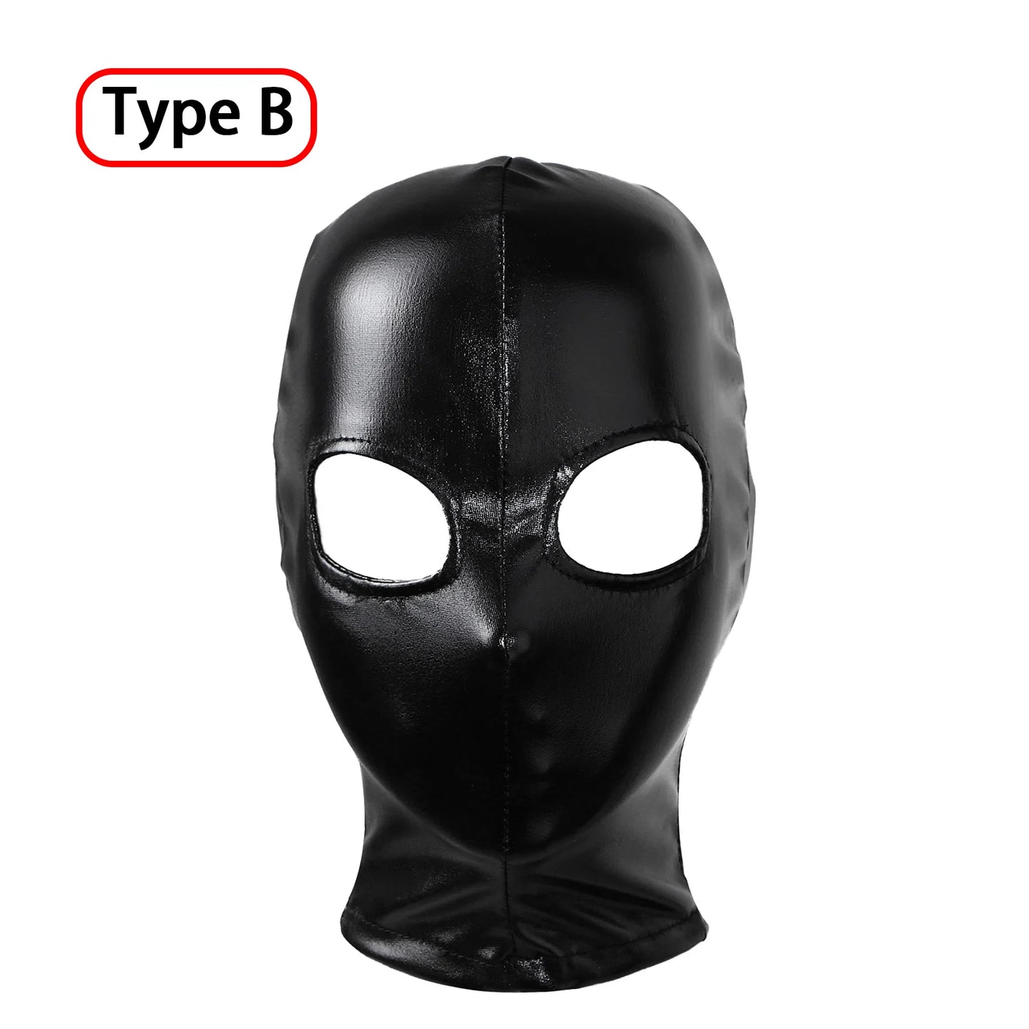 Women Mens Cosplay Face Mask Sexy PU Leather Latex Head Mask Open Eyes Mouth Nose Bondage Balaclava Headgear