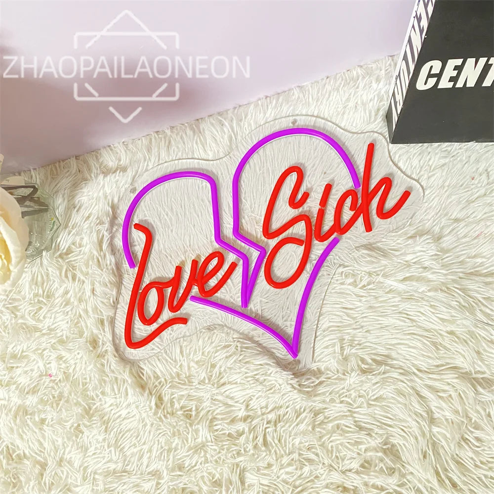 Love Sick Neon Led Sign Neon Wall Bedroom Decoration Neon Light Room LED Lamps for Room Decor Neon Night Lights Party Bar Club