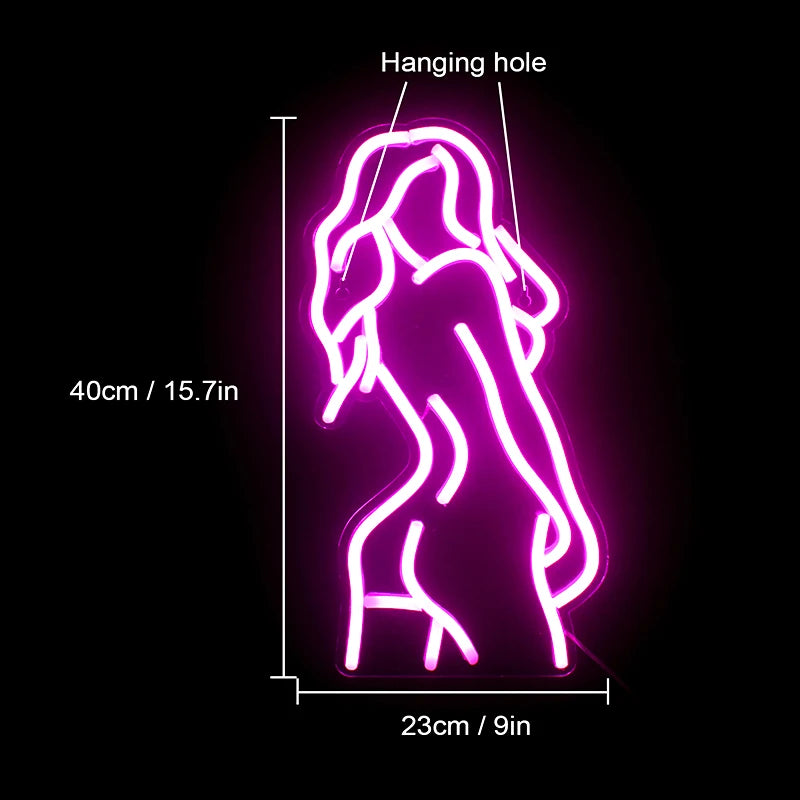 Ineonlife Naked LED Neon Sign Girls Women Sexy Body Shaped Art Wall Hainging For Arcade Bar Party Bedroom Home Decor USB Light