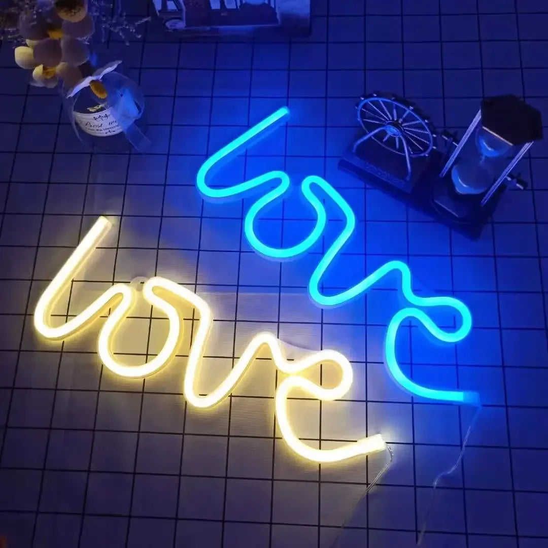 Love Neon Light Sign LED Letter Night Lamp Battery USB Powered Nightlight for Christmas Valentine's Proposal Wedding Decor