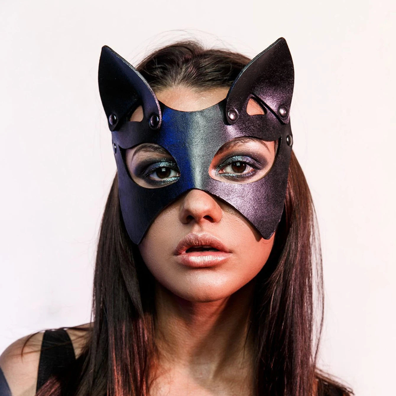 Sexy Leather Mask BDSM Bondage Half Face Fancy Masks Sex Toys For Women Men Fetish Punk Goth Cosplay Games Halloween Bunny Mask