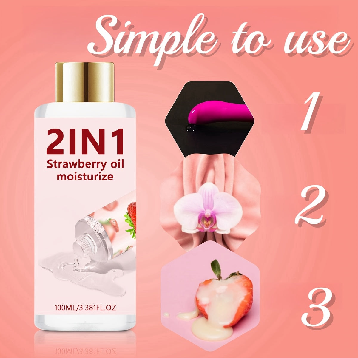 Strawberry Cake Flavor Couple Moisturizing Oil 100ml - Water Based Formula - Long-lasting Moisturizing - Suitable for Adult Entertainment - Easy to Clean, Strawberry Cake Flavor, Moisturizing Oil