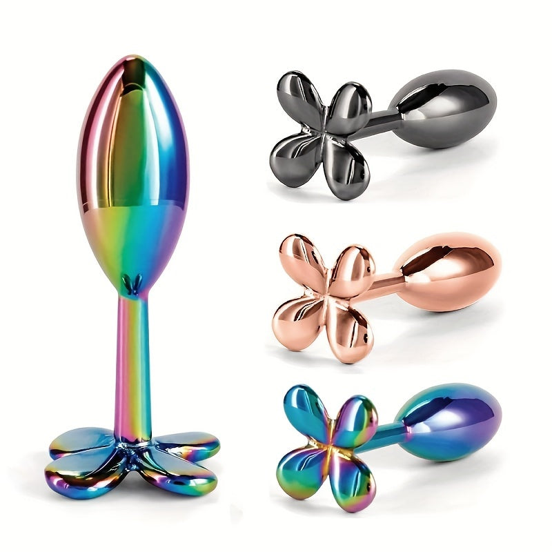1pc Colorful Metal Anal Beads Butt Plug Small Anal plug Four Leaf Cover Rose Rainbow Gun Anal Sex Toy For Men Women