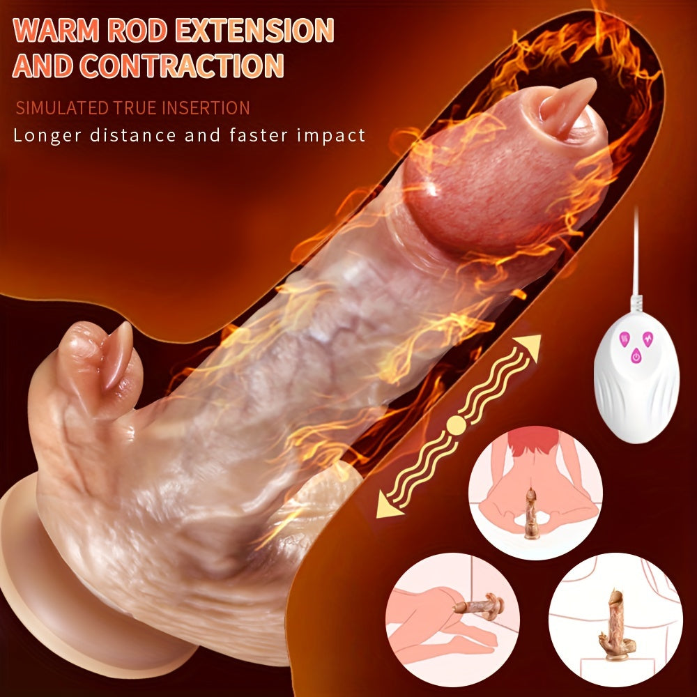 Realistic Silicone Artificial Penis Extender with Telescopic Rocking and Vibration, Rechargeable Lithium Battery, 360° Intelligent Simulation, Low Noise, for Female Couples, Expandable and Contractible, Enhanced Sensation Ma