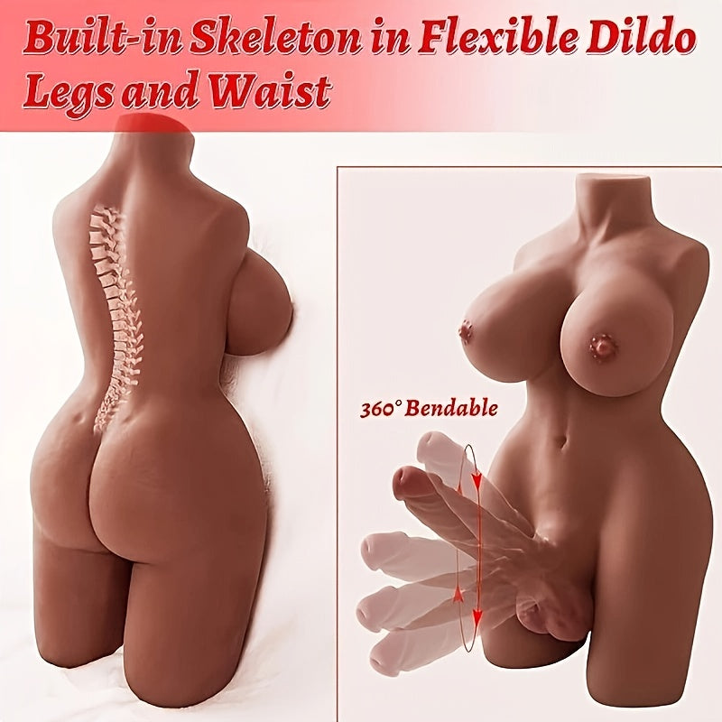 1pc Realistic Full-Size Female Love Doll, Soft TPE Body, Bendable Skeleton, Lifelike Features, No Head, Non-Electric, Adult Toy for Vaginal, Anal, Breast Interaction - 56cm Height