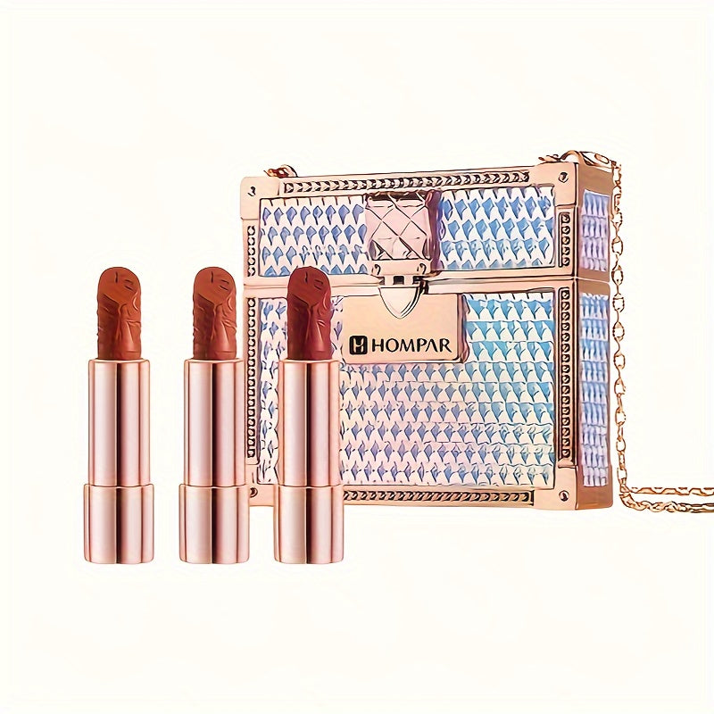 Velvet Matte Lipstick Set, 3pcs Red Shades, Soft Texture for All Skin Types