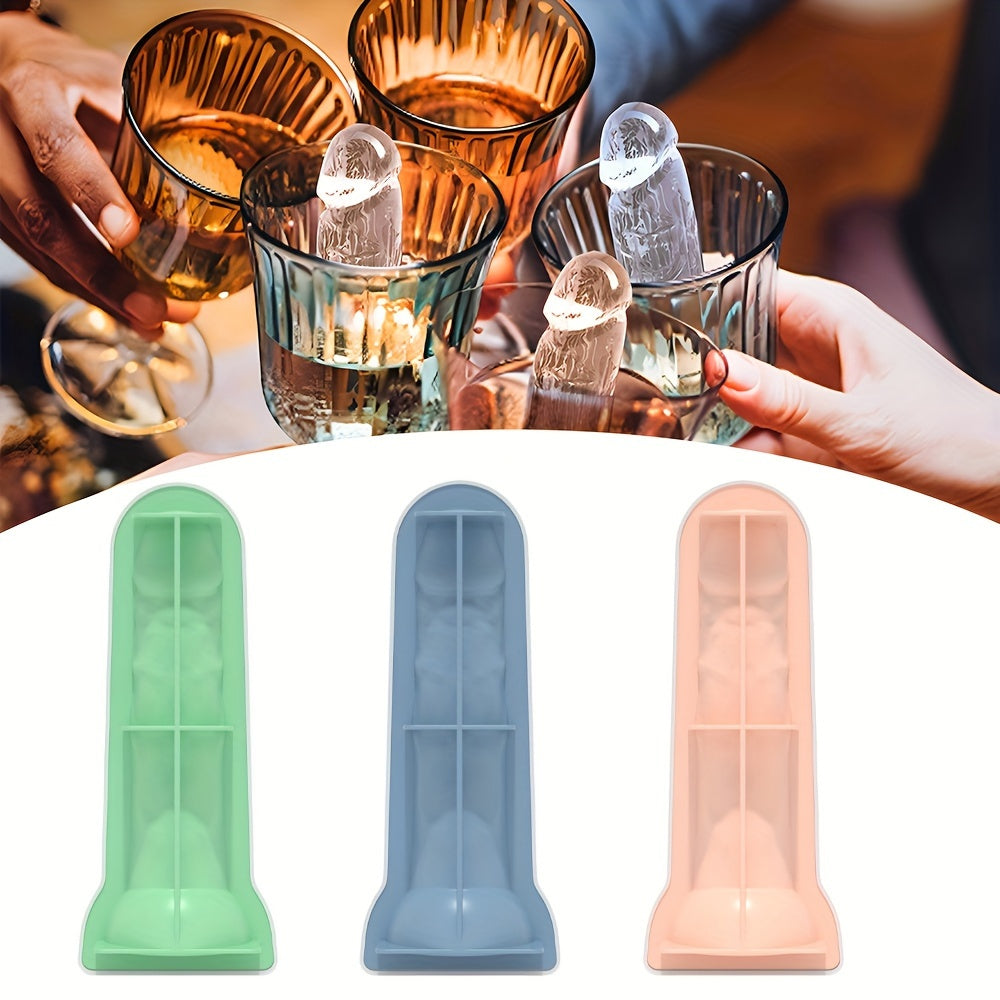 Funny Silicone Ice Cube Mold - Large Male Genital Design, Reusable for Whiskey & Coffee Cubes, Perfect Couples' Novelty Gift, No Batteries Required