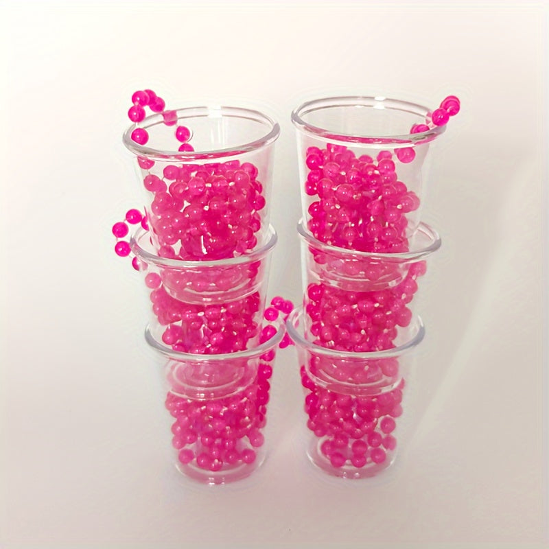 6-Pack Pink Beaded Necklaces with Party Shot Glasses - Plastic Cup Decorations for Bridal Shower, Bachelor Party, Wedding, Baptism, Tailgating | Theme: Carnivals | No Electricity Needed | Ideal for Christmas, Halloween, Hanuk