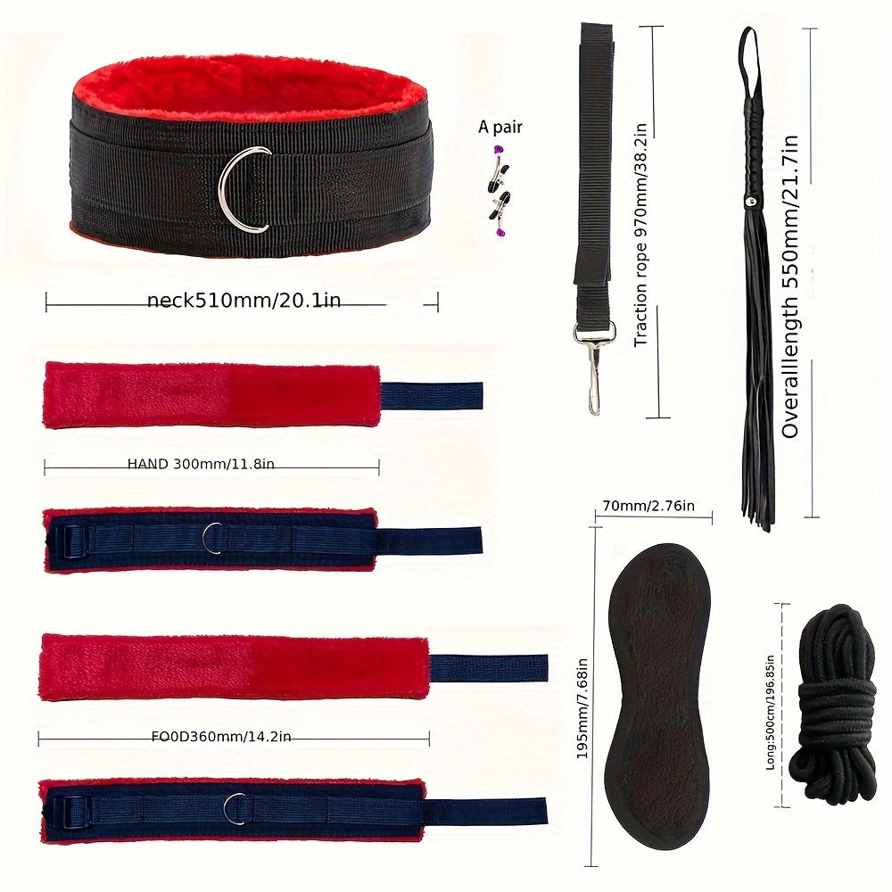14/38pcs Sexy Toy Set: Fox Tail Butt Plug with Bodycon Skirt, Mask for Role Reversal, Anal Plug, Bondage Restraint Tools, BDSM Adult Play Cuffs, Blindfold, and Spanking Accessories -Safe, Comfortable, and Fun