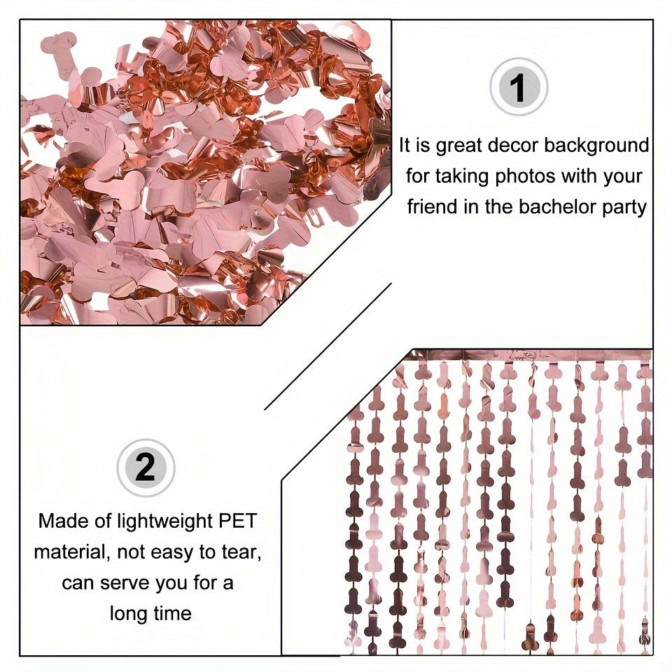 Rose Golden Fringe Foil Curtain for Bachelor & Hen Parties - 99.97cm x 199.95cm, Perfect for Wedding Decorations & Bridal Showers