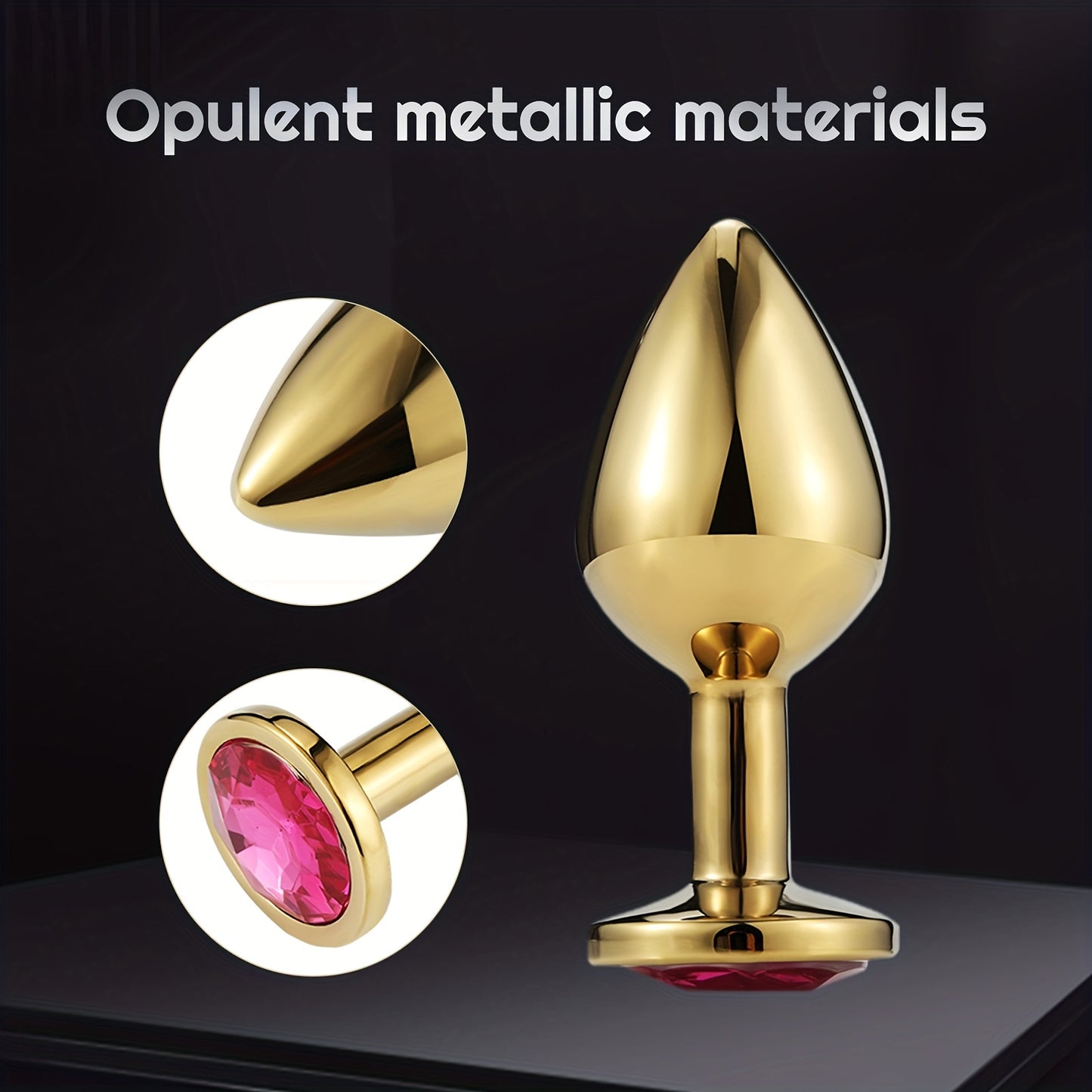 Unisex Sexy Metal Toys Anal Plug, Golden Mini Dildos Plug Toys With Jewelry Base Stimulation Massage Sex Tool For Orgasm Pleasure For Men Women SM Gay