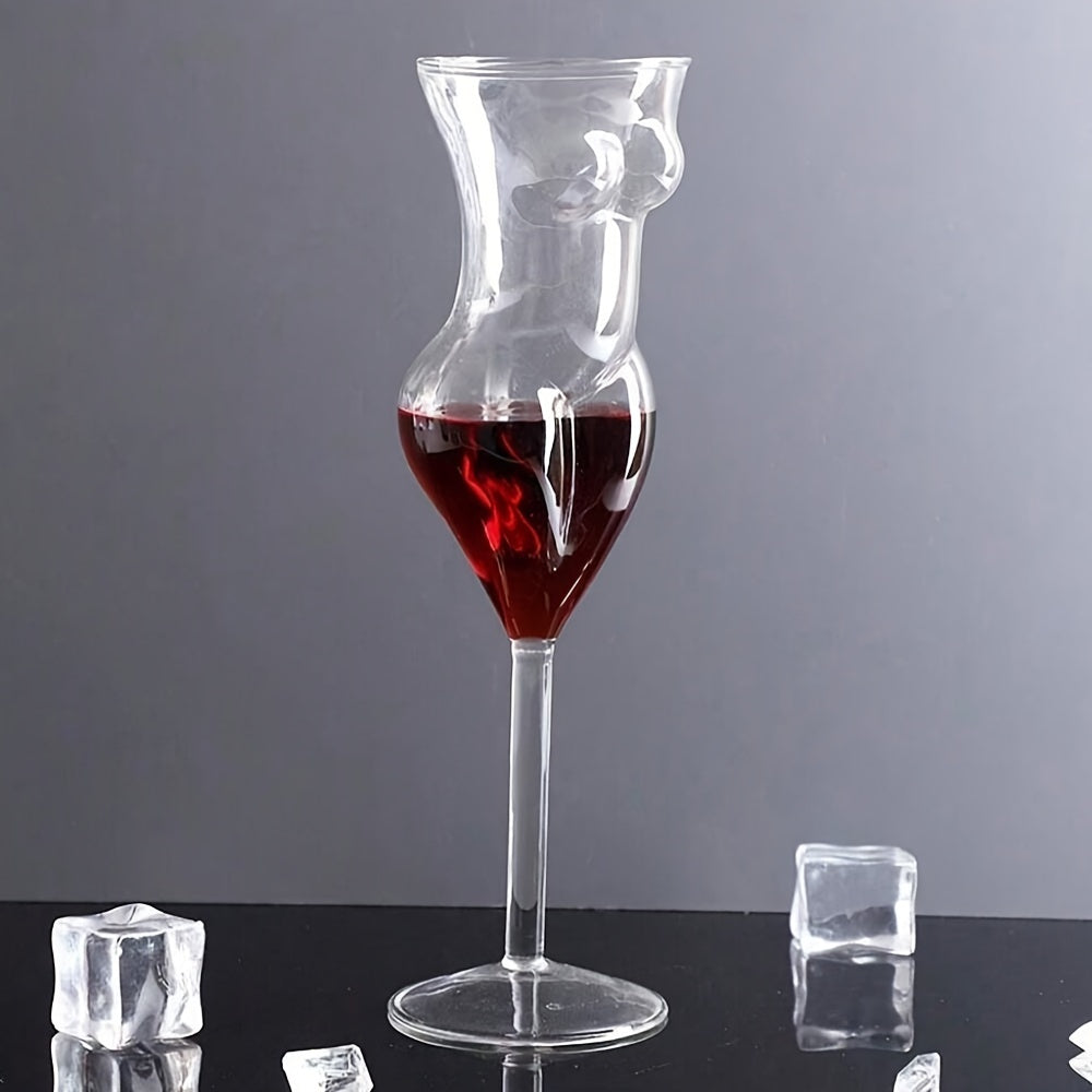 Elegant Stemmed Water Glasses, Reusable Multipurpose Crystal Clear Glassware, Handblown Human Body Shaped Wine Champagne Beverage Cups, Recyclable Material, Hand Wash Only