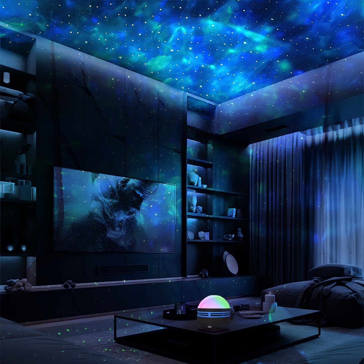 Aurora Borealis Projector Lamp - Remote-Controlled with Multiple Light Modes, Perfect for Indoor Ambiance & Unique Gifts for Birthdays, Halloween, Christmas, Light Projector for Bedroom