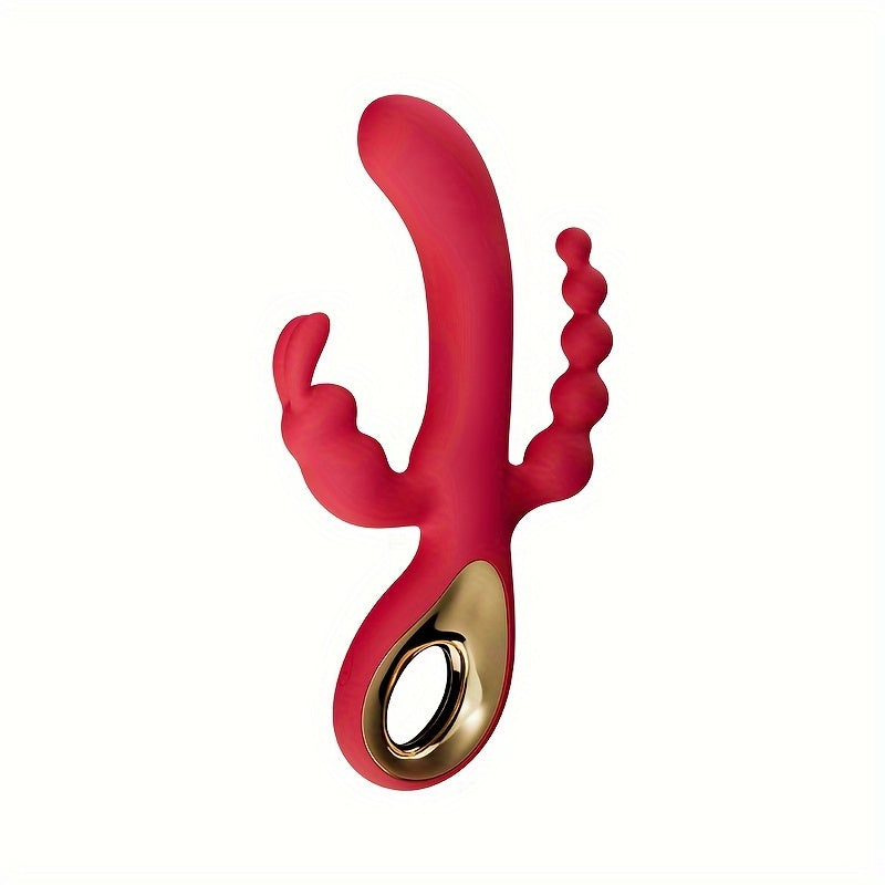 0015 3 In 1 Rabbit Vibrator G-Spot Clitoral Anal Dildo For Women, Double Motor Stimulation, 10 Vibration Modes, Rechargeable, Quiet, Adult Sex Toy For Solo Or Couples Female Sex Toy 1pc